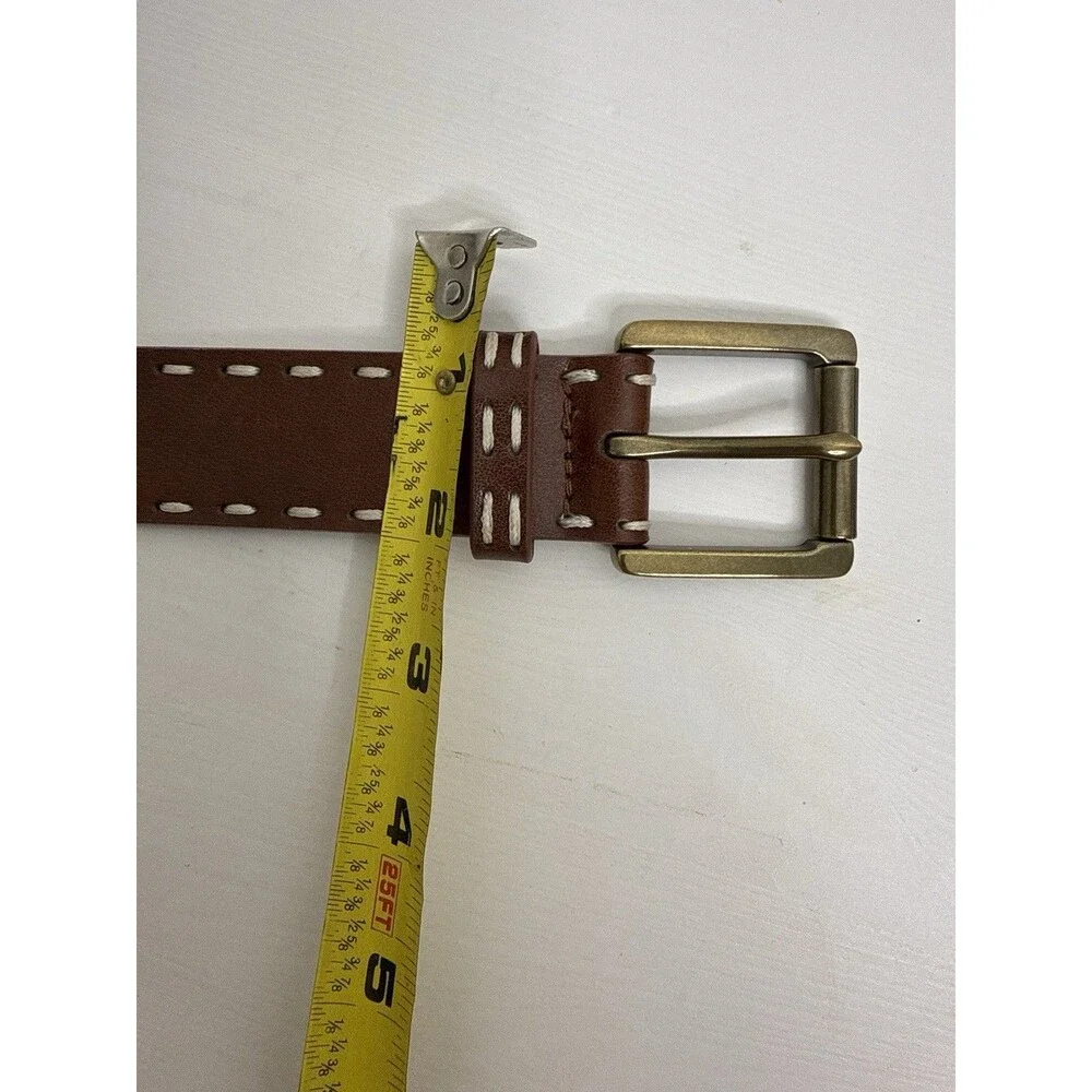 Michael Kors Genuine Leather Belt Brown Brass Buckle Logo Women’s Size M